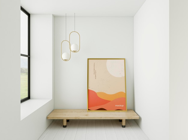 Minimalist interior assortment with frame mock-up