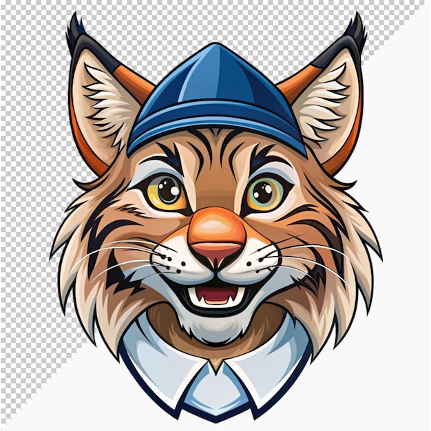 PSD minimalist lynx head mascot vector illustration in light amber and indigo