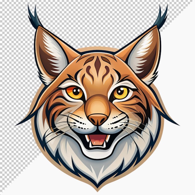 Minimalist Lynx Head Mascot Vector Illustration In Light Amber And Indigo