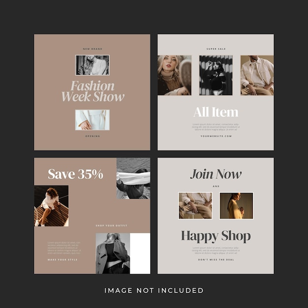 Minimalist modern fashion instagram post banners set