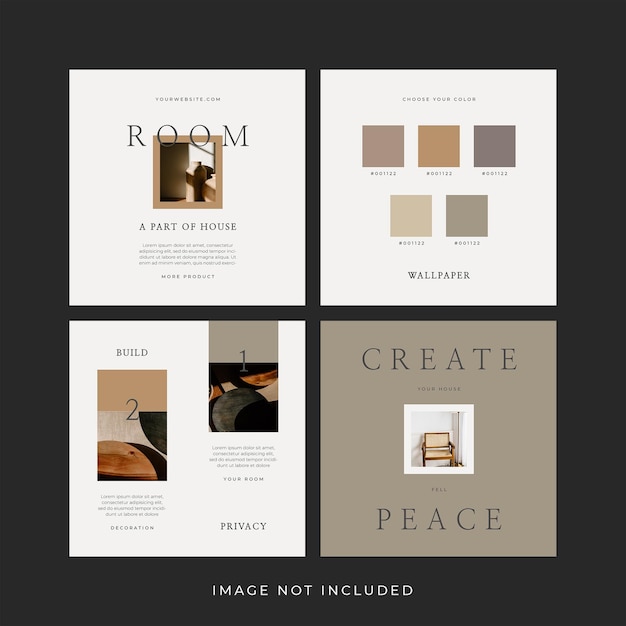 Minimalist modern interior instagram post banners set