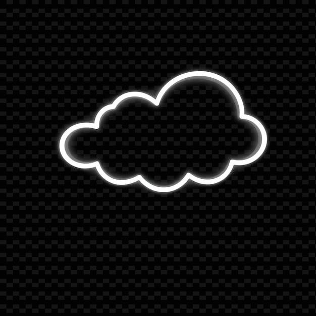 Minimalist Neon Cloud Enhanced With Simple Lines Clean Shapes and Understate_Isolated_Neon_Objectd