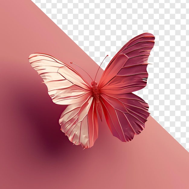 Minimalist Pink Butterfly on Light Pink Background 3D Image