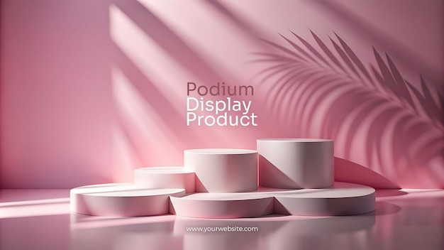 PSD minimalist pink product display with palm shadow