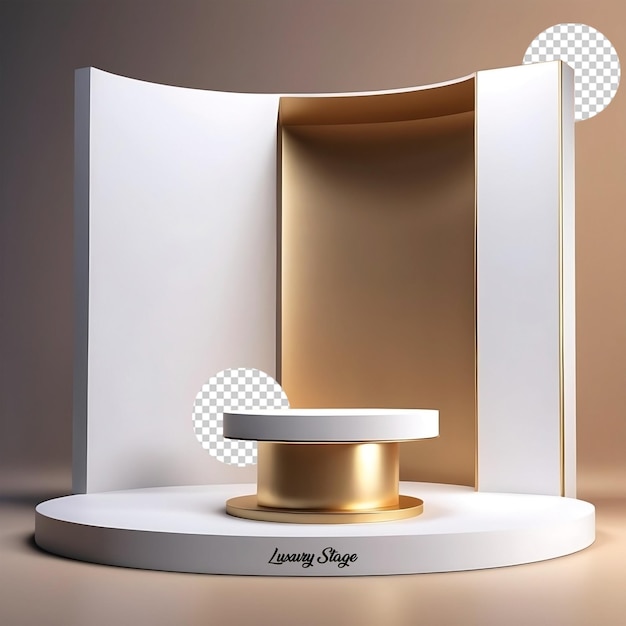 PSD minimalist podium mockup white and gold luxurious base for presentation