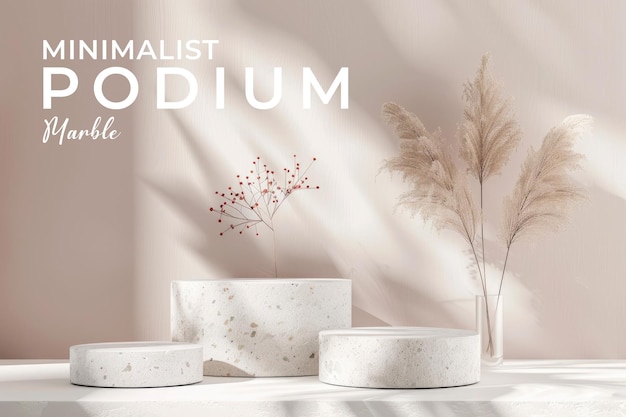 PSD minimalist podium with simple and elegant marble material