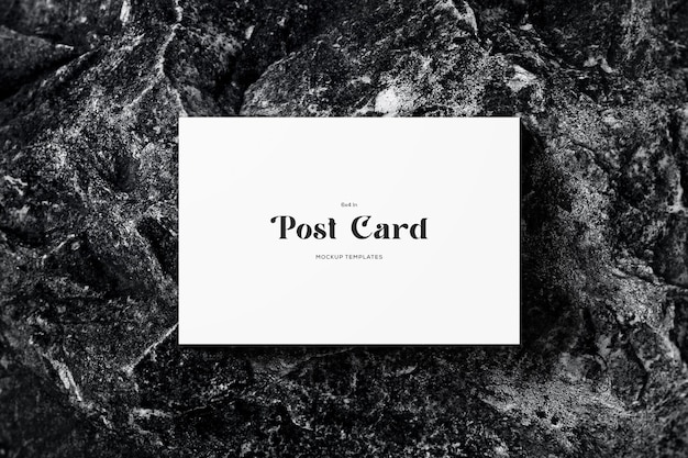 Minimalist Post Card Mockup on Stone Texture Surface