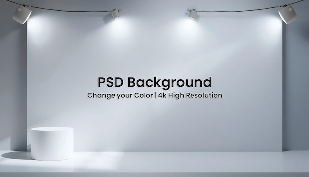 PSD minimalist product display with spotlights and a white cylinder podium