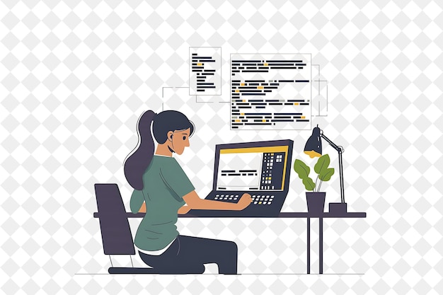 Minimalist Programmer With Characters Coding and Debugging S PNG People in Daily Work Illustration