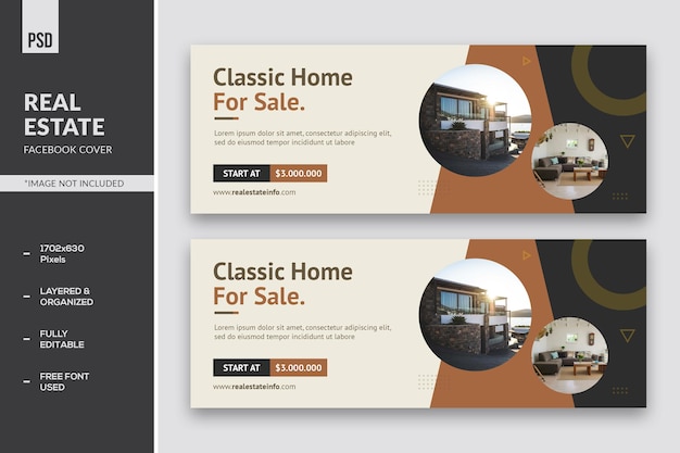 Minimalist Real Estate Facebook Social Media Timeline Cover