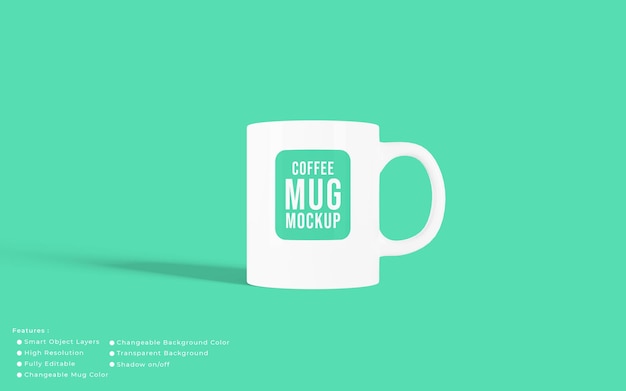 Minimalist realistic coffee cup mug mockup with editable background color