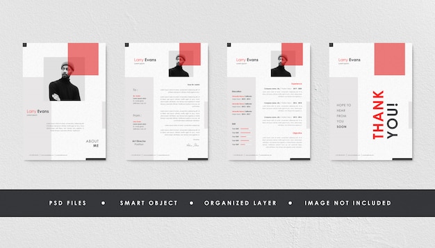 Minimalist Red Resume Curriculum Template Bundle