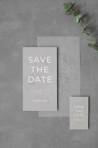 Minimalist save the date stationary mockup