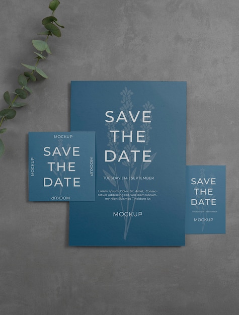 Minimalist save the date stationary mockup