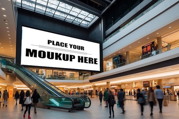 Minimalist Shopping mall in front billboard mockup in Mall sale advertising PSD template design