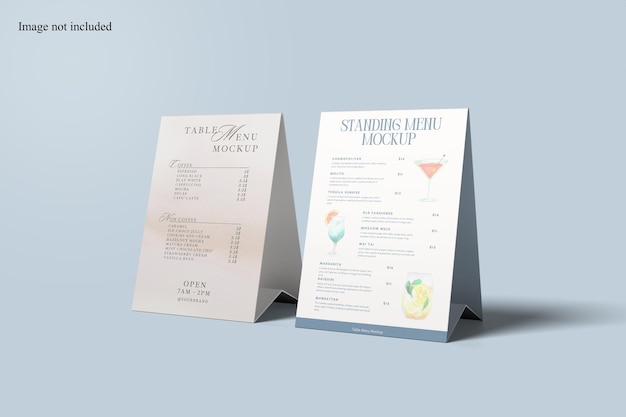 Minimalist Standing Fold Table Menu Mockup for showcasing your design to clients