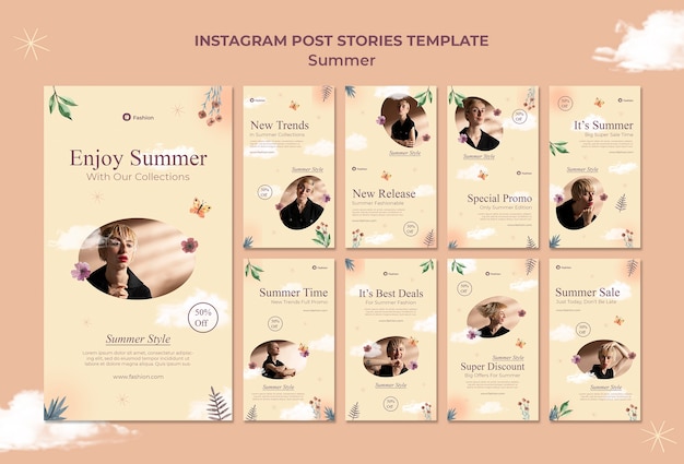 Minimalist summer instagram stories design template