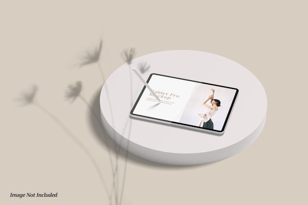 Minimalist tablet mockup on the podium Premium Psd