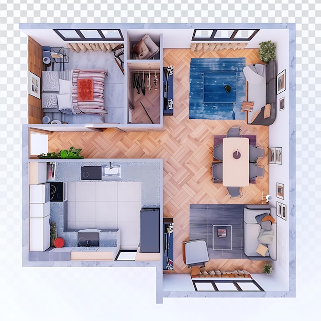 PSD minimalist top view layout of russian apartment design