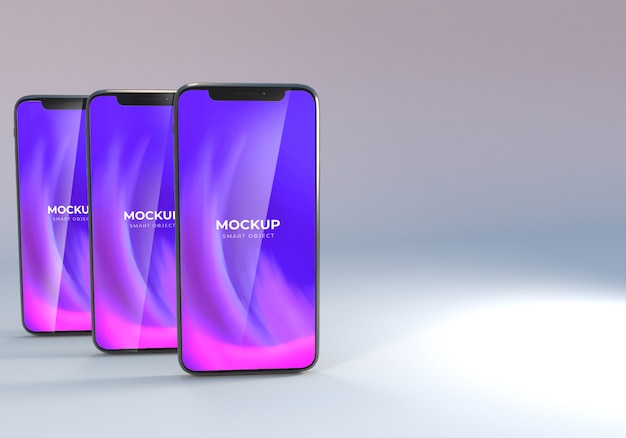 Minimalist Triple Smartphone Mockup Design