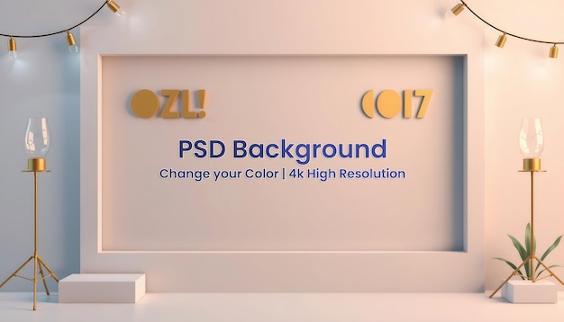 PSD minimalist white and gold product display with empty space