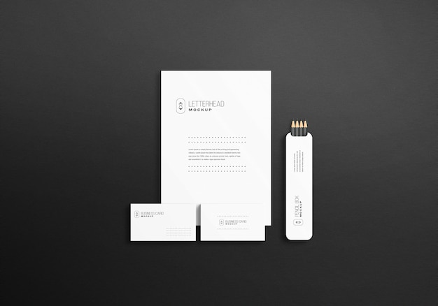 Minimalist white stationary set psd mockup