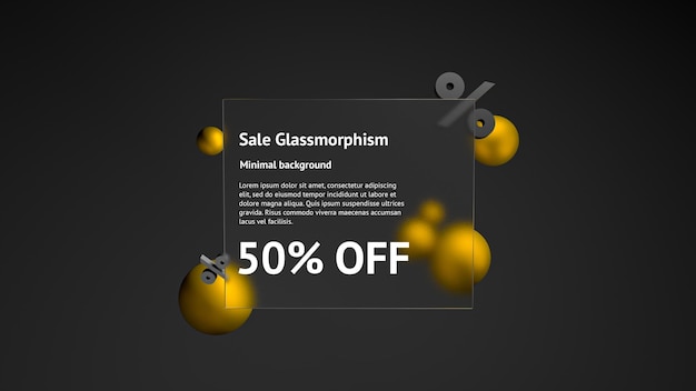 Minimalistic banner psd 3d render  background glass morphism style