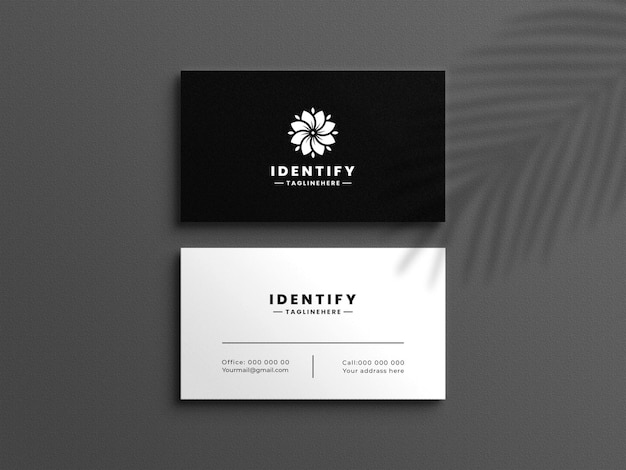 PSD minimalistic black and white business card mockup