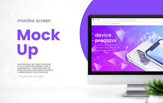 Minimalistic computer monitor mockup