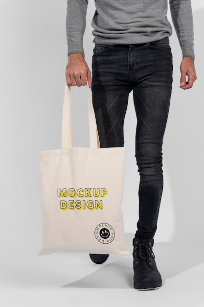 Minimalistic tote bag mockup