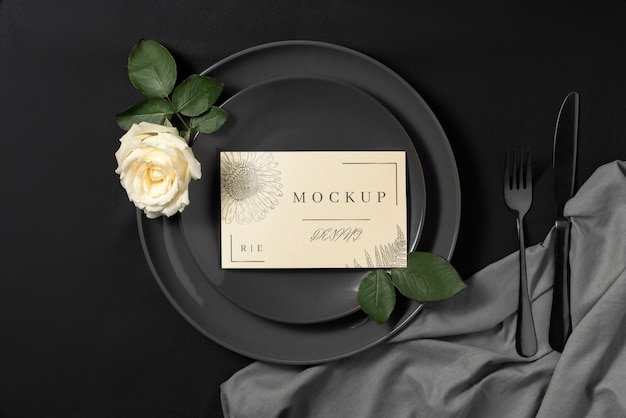 Minimalistic wedding menu design mock-up