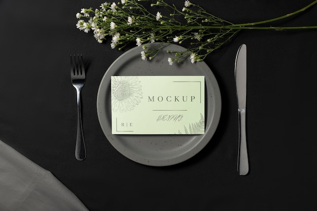 Minimalistic wedding menu design mock-up