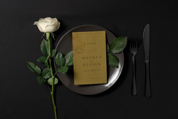 Minimalistic wedding menu design mock-up