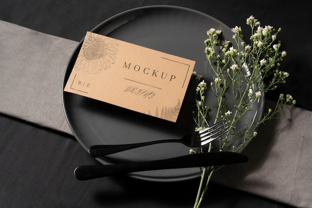 Minimalistic wedding menu design mock-up