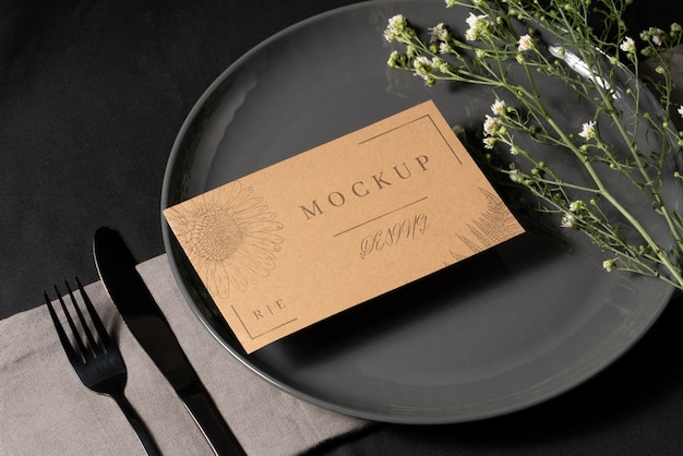 Minimalistic wedding menu design mock-up