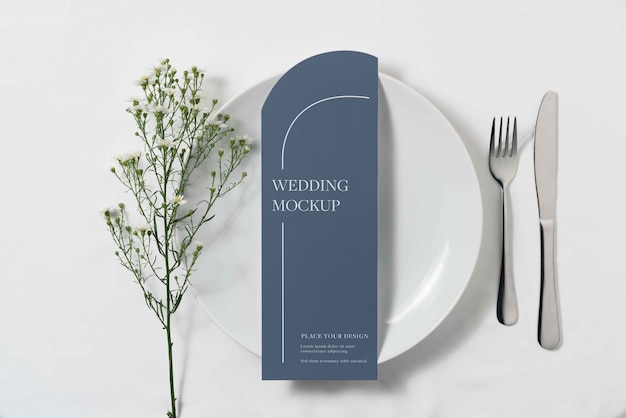 Minimalistic wedding menu mockup design