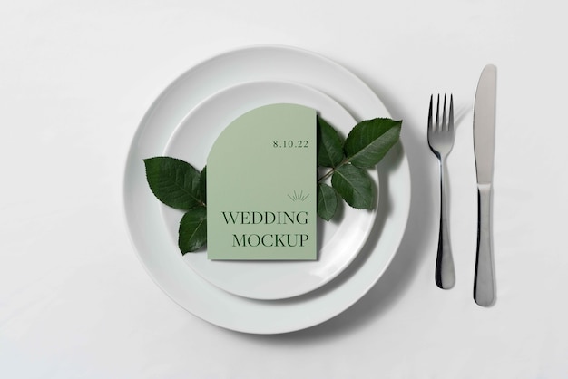 Minimalistic wedding menu mockup design