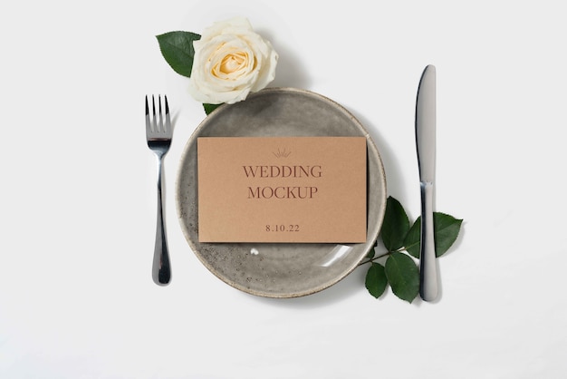 Minimalistic wedding menu mockup design