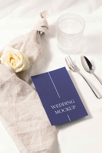 Minimalistic wedding menu mockup design