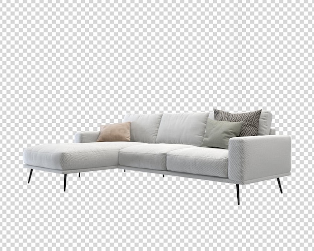 Mininal modern sofa in 3d rendering isolated