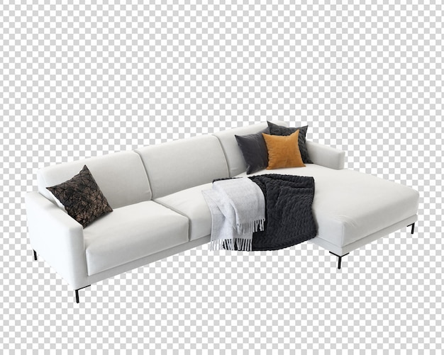 Mininal modern sofa in 3d rendering isolated