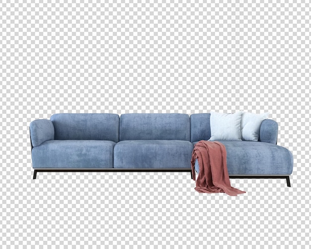 Mininal modern sofa in 3d rendering isolated