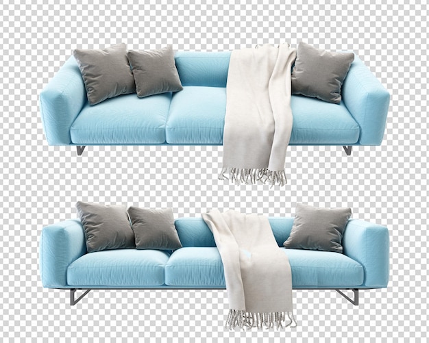 Mininal modern sofa in 3d rendering isolated