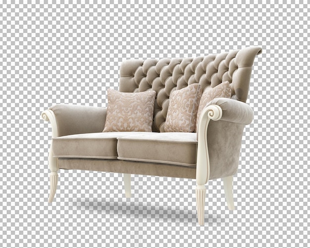 Mininal modern sofa in 3d rendering isolated