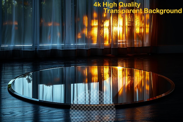 PSD mirror reality with radiant reflections casting shimmer on transparent background