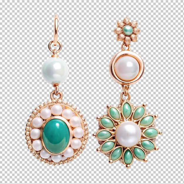 PSD mismatched earrings on transparent background