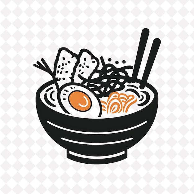 PSD miso ramen food icon with a bowl of noodles in a rich and sa flat illustration food vector design