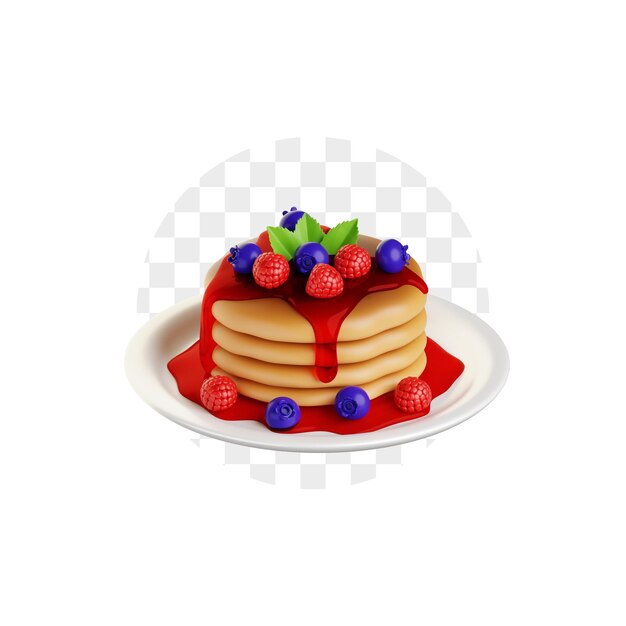 PSD mix berry pancakes 3d icon