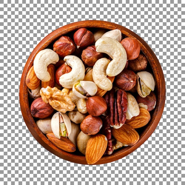 Mix dried nuts bowl with transparent background