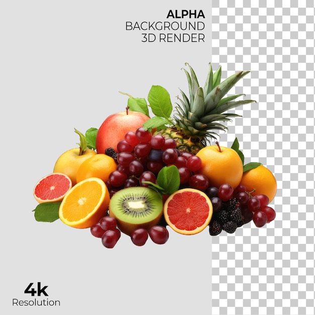 mix fruit on Transparent Background